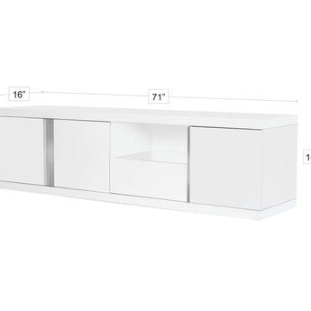 Elegante Mueble TV Clohe Moderno Blanco Brillante con Detalles Cromados