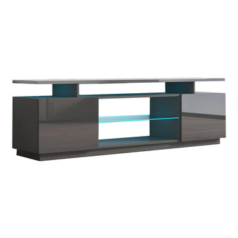 Mueble TV Moderno Gris LED 71 Pulgadas Almacenamiento Elegante Sala Estar