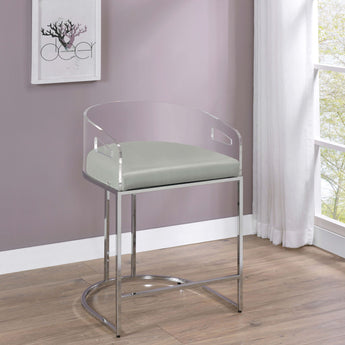 Thermosolis Acrylic Back Counter Height Stools Grey And Chrome