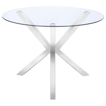 Vance Glass Top Dining Table With X-Cross Base Chrome