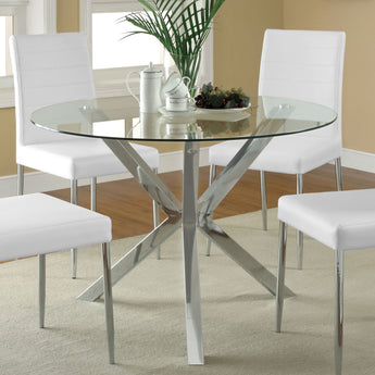 Vance Glass Top Dining Table With X-Cross Base Chrome