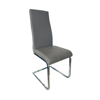 Silla de Comedor Gissel Moderna Gris con Base Cromada Elegante