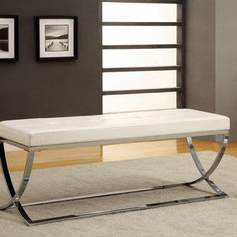 Walton Bench With Metal Base White And Chrome - MartincFurniture