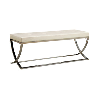 Walton Bench With Metal Base White And Chrome - MartincFurniture