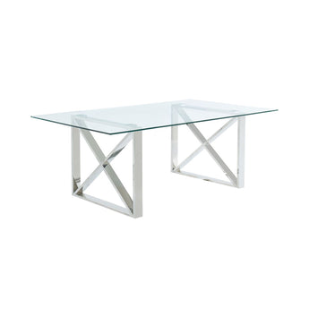 Mesa de Centro Zen Moderna Cristal Cromado Elegante Salón Durable