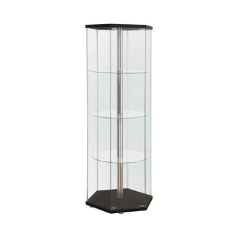 Zahavah 4-Shelf Hexagon Shaped Curio Cabinet Black And Clear