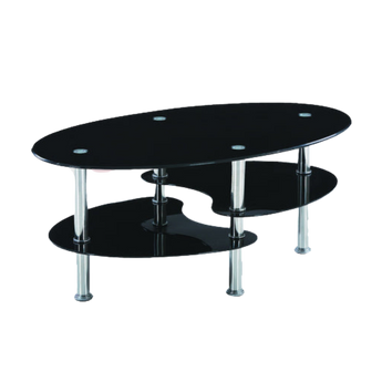 Elegante Mesa de Centro A084 Vidrio Templado Patas Acero Inoxidable