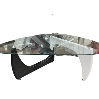 Mesa de Centro A610 Cristal Templado Elegante Base MDF Alto Brillo