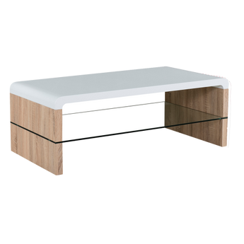 Mesa de Centro Moderna A621: Vidrio Templado, Base MDF Brillante