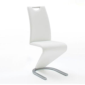 Silla de Comedor Andrew Blanca Moderna Patrón Zig-Zag Base Herradura Elegante