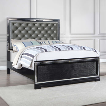 Cappola Upholstered Tufted Bed Silver And Black