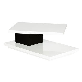 Mesa de Centro Athena: Brillo Blanco Negro, Diseño Moderno, Lujo y Estilo Impactante