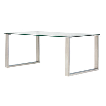 Mesa de Centro Avanti Elegante Vidrio Transparente Base Cromada Moderna Sala