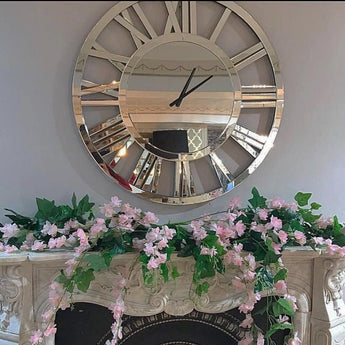 Reloj de Pared Espejado de Cristal Glamuroso Decoración Moderna Elegante Lujosa