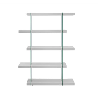 Estante Bronx Blanco Brillante, Vidrio, Alto, Moderno, Almacenamiento Elegante Exhibición