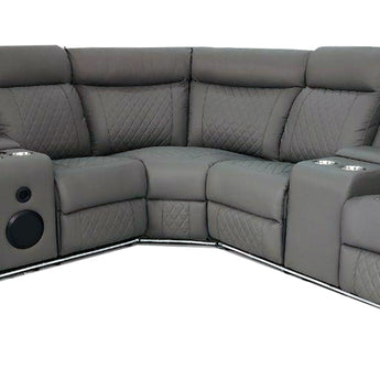 Sofá Seccional Eléctrico CHICAGO Gris Lujoso Reclinable Carga USB Confort Premium