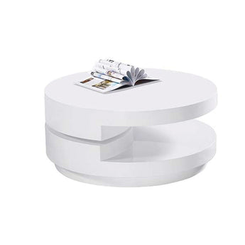 Mesa de Centro Deluxe Blanca Alto Brillo, Tapa Giratoria Moderna