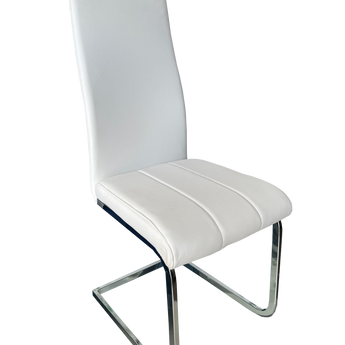 Silla Comedor Gissel Blanca Moderna Base Cromada Elegante Cómoda Duradera Estilo