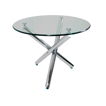 Mesa de Comedor K1: Cristal Templado de Lujo, Patas Cromadas Modernas