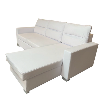 Sofá Seccional Reversible Daniel Blanco: Elegancia Moderna, Cama Oculta, Almacenamiento