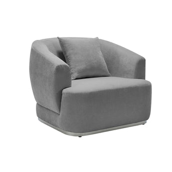 Sillón Acento Mónaco Gris Elegante Moderno Confortable, Diseño Lujo Sala Estar Acolchado