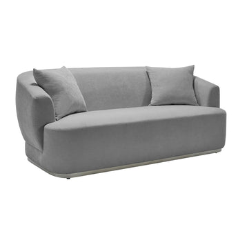 Sofá Biplaza Mónaco Gris Bouclé Curvo Lujoso: Comodidad XL, Diseño Moderno Elegante