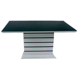 Mesa de Comedor Moderna N116 con Tapa MDF de Alto Brillo y Cristal Templado