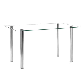 Mesa de Comedor Nápoles Cristal Templado Patas Cromadas Moderno Diseño Elegante