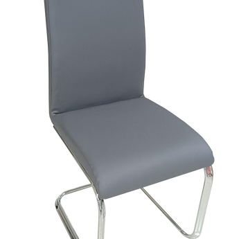 Silla de Comedor Nella Gris Moderna Tapizada Patas Metálicas Diseño Elegante Confortable