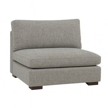 NEO Sillón Modular Gris Sin Brazos: Lino Suave, Plumas, Madera Sólida