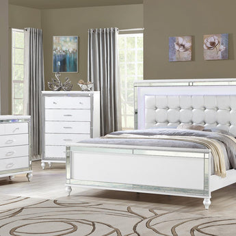 Conjunto de Dormitorio Oslo Blanco Moderno con Cabecero LED y 4 Piezas