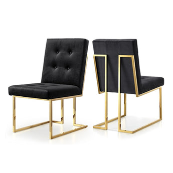 Silla Comedor Terciopelo Taylor Negro Oro Elegante Acolchada Moderna Confortable