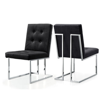 Silla Comedor Taylor Terciopelo Negro/Plata: Glamour, Confort y Diseño Moderno