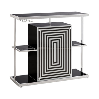 Zinnia 2-Tier Bar Unit Glossy Black And White